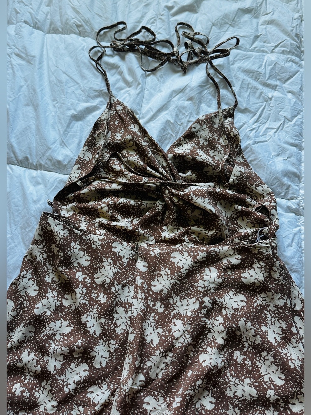 Lulu's light brown Floral Backless Dress Women Large - Picture 3 of 5
